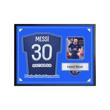 Three For Paris Saint-Germain Leo Messi Signed Soccer Apparel Jersey Photo Combo Set With SA Certificate