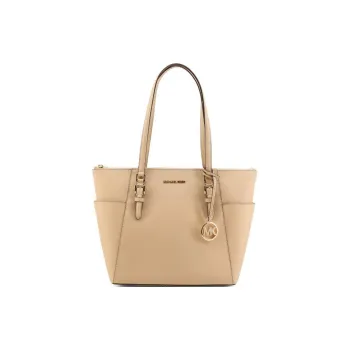 MICHAEL KORS Charlotte Saffiano Leather Tote Bag Shopping Bag Handbag Large Size Women's Camel