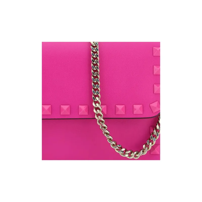 Valentino GARAVANIRockstud Calfskin Crossbody Bag Shoulder Bag Women's Pink Purple-3