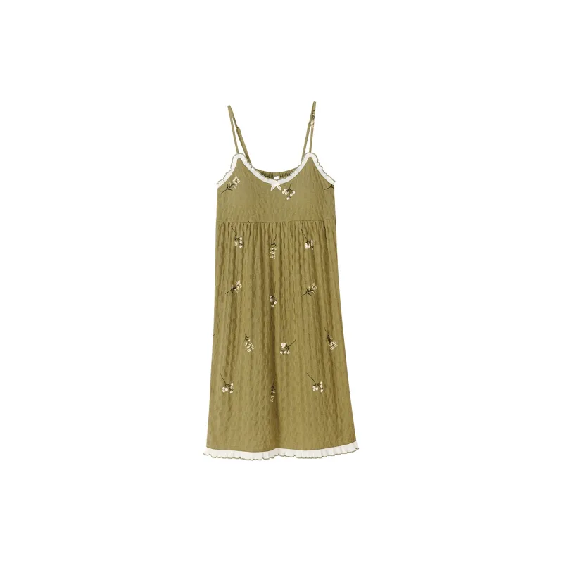 XUANZHITING Nightgown Women's Yellow Green-0
