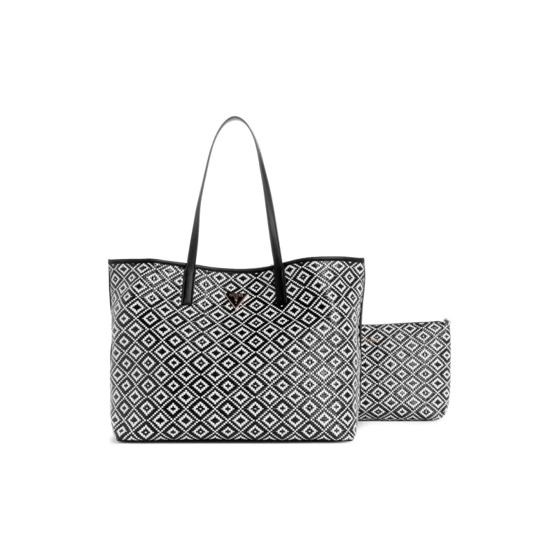 GUESS Artificial Leather Tote Bag Shopping Bag Shoulder Bag Handbag Women's Black-2