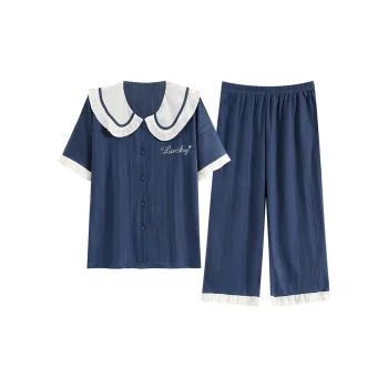 The Story Of The Flower Season Pajama Set Women's Navy Blue