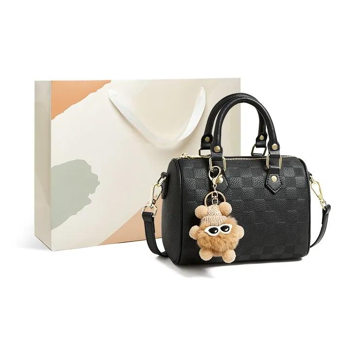 15 MINS Cow Leather Crossbody Bag Mom Bag Small Size Women's Ecru & Apricot/Midnight Black/Caramel Brown-5