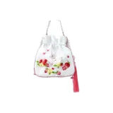 Full Set Pearl Chain, Suzhou Embroideries, Pink White Metallic Yarn Satin (Strawberry Rabbit)