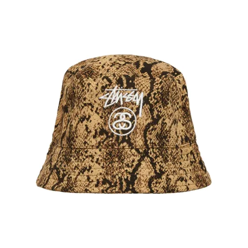 Stussy Polyester Bucket Hats Unisex Brown