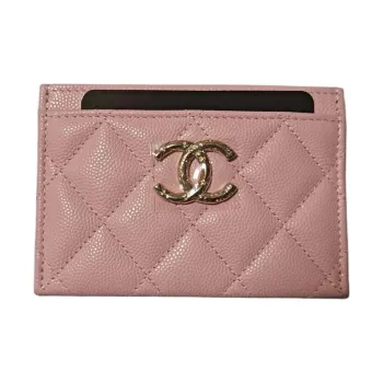 CHANEL Caviar Calfskin Card Holder Women's Pink