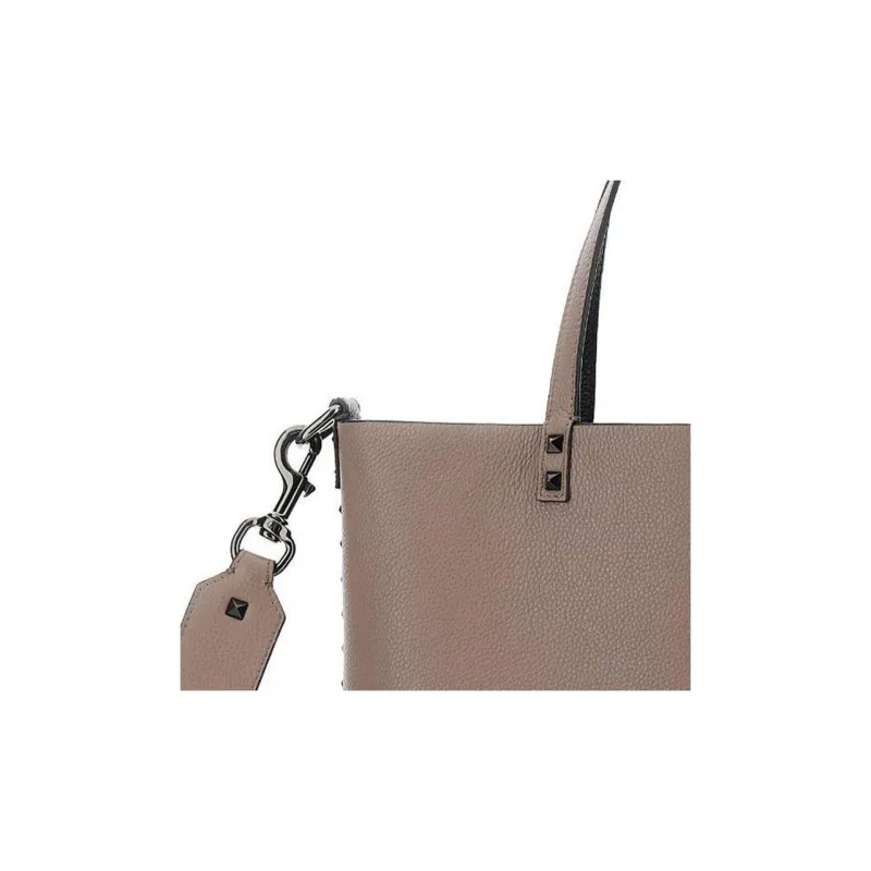 Valentino Calfskin Tote Bag Shopping Bag Shoulder Bag Handbag Men's Light Brown-5