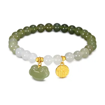 LUKFOOK JEWELLERY Ruyi Auspicious Cloud Fu Character Gold Bracelet Solid Gold Fixed Price Bracelets Women's