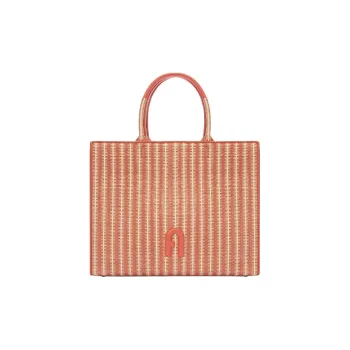 Furla Opportunity Raffia Tote Bag Shopping Bag Handbag Large Size Women's Orange