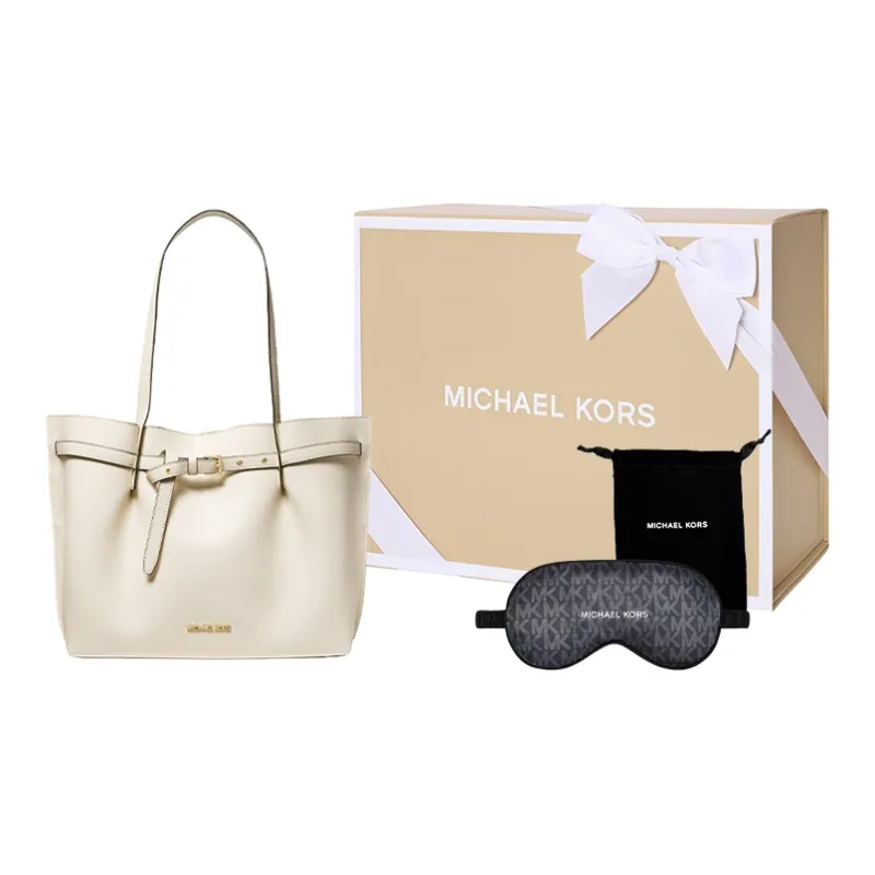 MICHAEL KORS Emilia Cow Leather Tote Bag, Shopping Bag, Shoulder Bag Tubas Women's Light Milk White-4