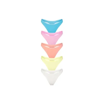 SKIMS COTTON LOGO DIPPED THONG 5-PACK Underpants Women's 5 Pack Cotton Candy Multicolor