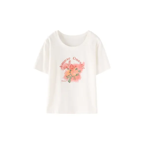 Miss Chipmunk T-Shirts Women's Bouquets White