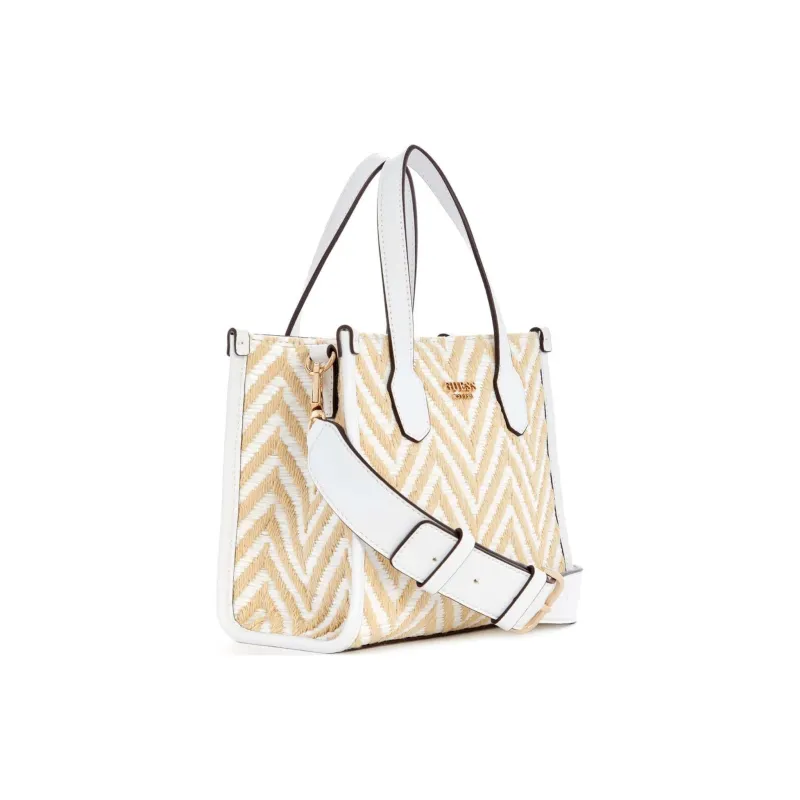 GUESS Artificial Leather Tote Bag Shopping Bag Shoulder Bag Handbag Mini Women's White-1