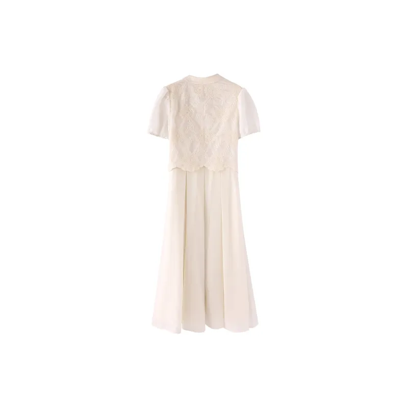 Miss Chipmunk Short Sleeved Dresses Women's Gentle Beige-1