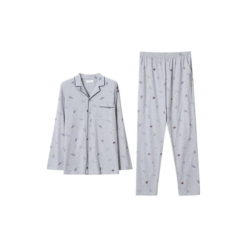 AUTUMNDEER Pajama Set Men's Medium Heather Gray-0