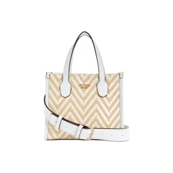 GUESS Artificial Leather Tote Bag Shopping Bag Shoulder Bag Handbag Mini Women's White