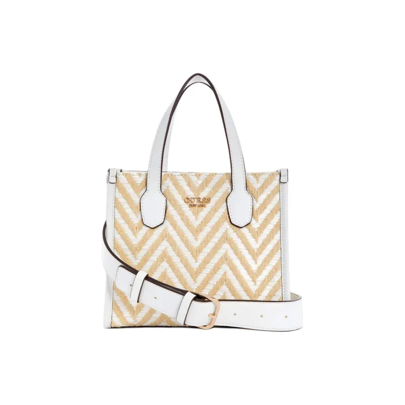 GUESS Artificial Leather Tote Bag Shopping Bag Shoulder Bag Handbag Mini Women's White-0