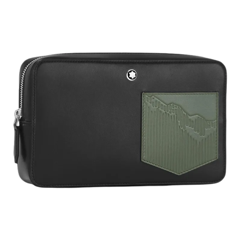 MONTBLANC Grain Cow Leather Clutch Mini Men's Black & Olive Green-1