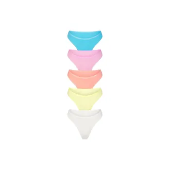 SKIMS COTTON LOGO HIGHLEGBIKINI 5-PACK Underpants Women's 5 Pack Cotton Candy Multicolor