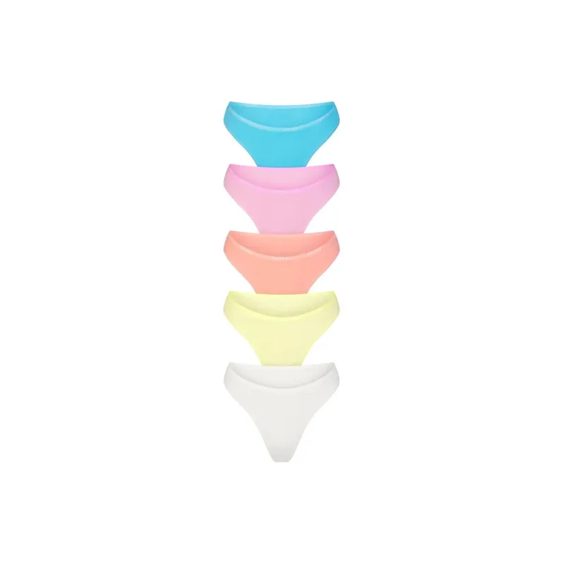 SKIMS COTTON LOGO HIGHLEGBIKINI 5-PACK Underpants Women's 5 Pack Cotton Candy Multicolor-0