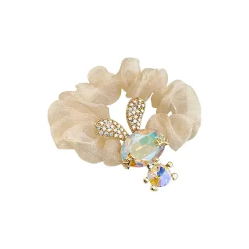 DJIN Fabric Alloy Rhinestone Faux Crystal Hair Tie Women's