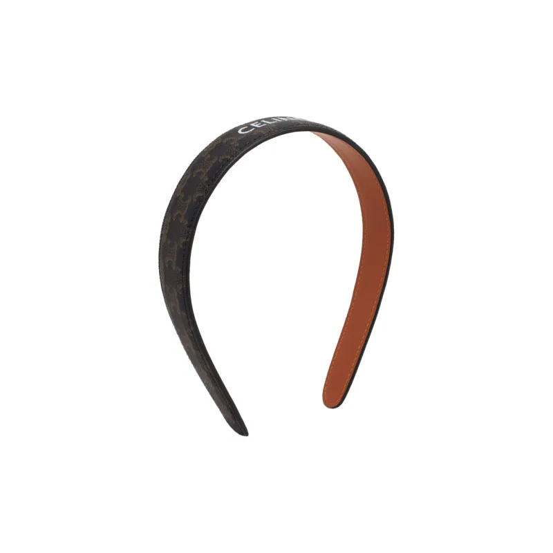 CELINE Canvas Cow Leather Headbands Women's Gold/Tan-1