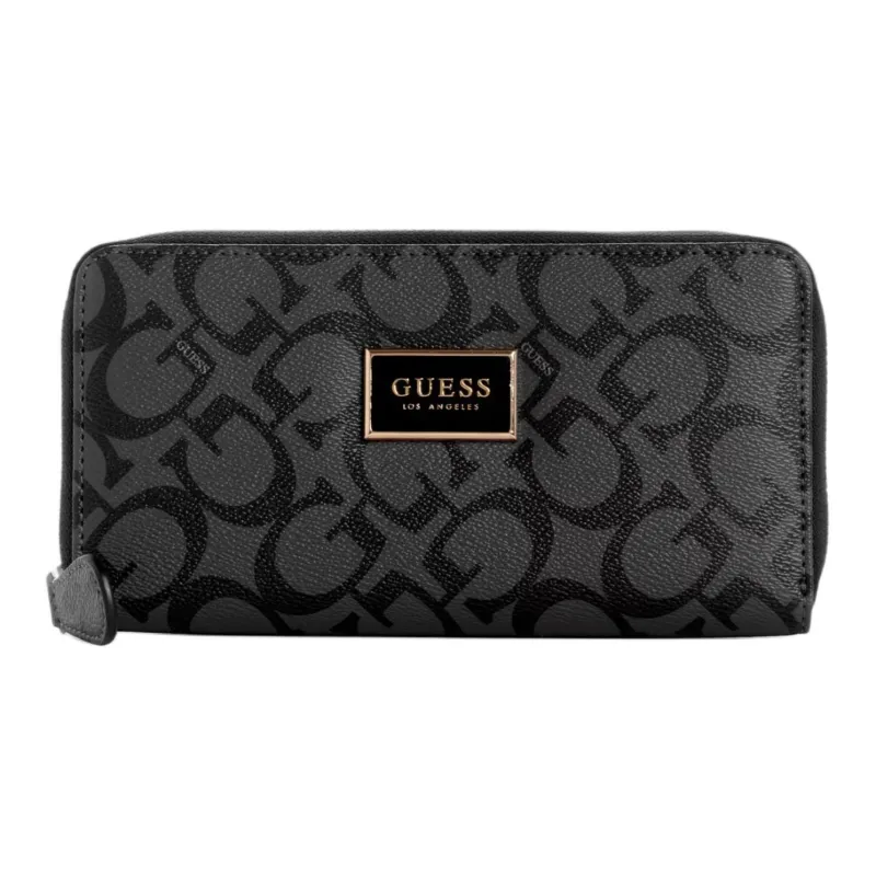 GUESS Coated Canvas Wallet Medium Size Women's Black-0