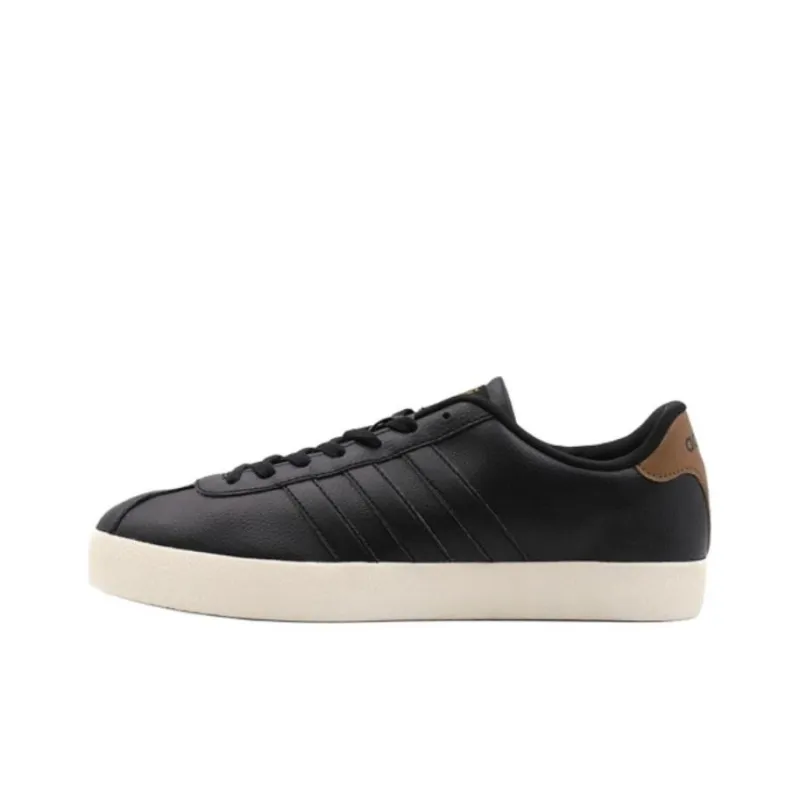 Adidas Vl Court Vulc Anti-Slip And Wear-Resistant Lightweight Low-Top Skateboard Shoes Men's Black Brown-0