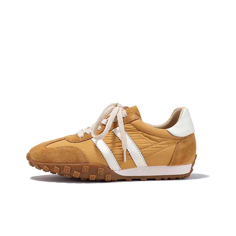 BELLALILY Slip-Resistant Breathable Lightweight Low-Top Casual Shoes Women's Brown White Pink Yellow Navy Blue-17