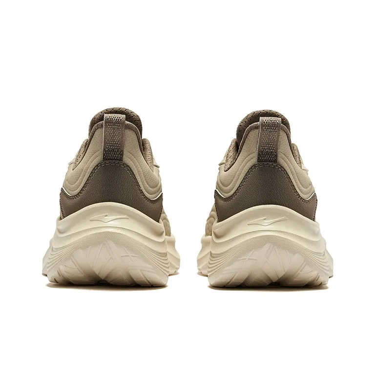 Erke Mountain Eagle Cushioning Breathable Low-Top Running Shoes Men's Light Linen Brown Stone-3