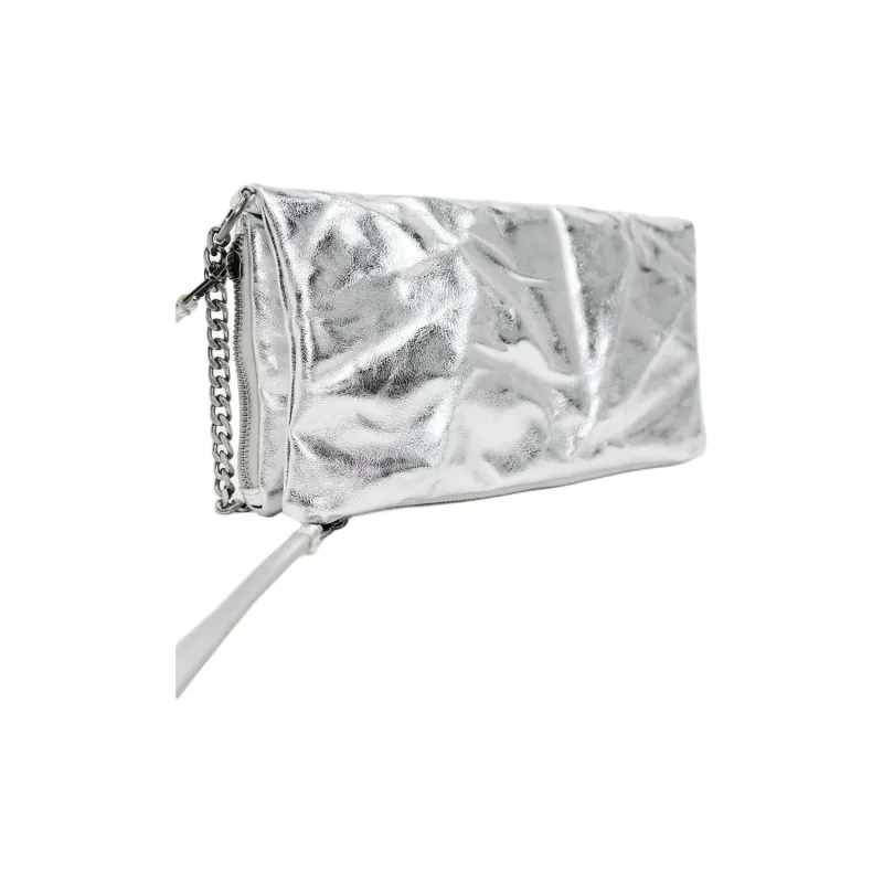 ZARA PU Shoulder Bag Crossbody Bag Mini Women's Silver-4