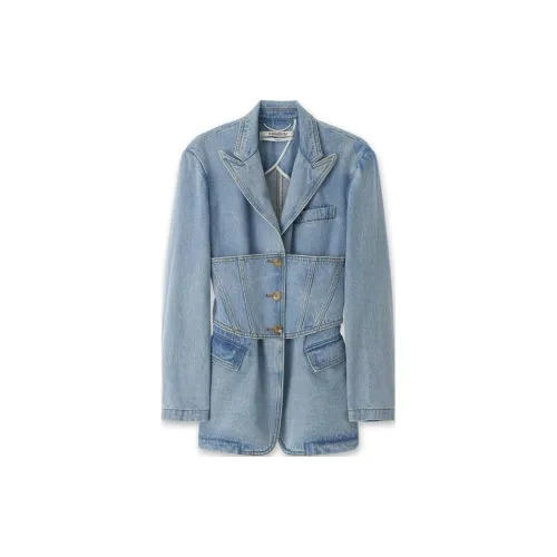 KIMHEKIM Denim Jackets Women's Sky Blue/Heavenly Blue