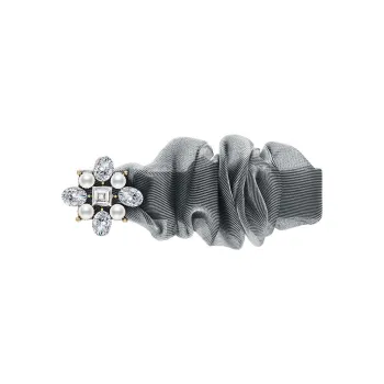 ROYALSASA Silk Chiffon Faux Crystal Faux Pearl Alloy Clip Hair Clips Women's