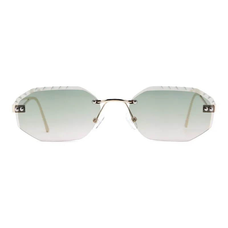 Pair Ponyo Metal Irregular Shape Sunglasses Unisex Gold-1