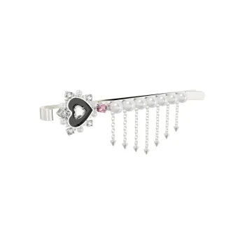 KOOKISS Hair Clips Women's Silver Heart Stud Fringe