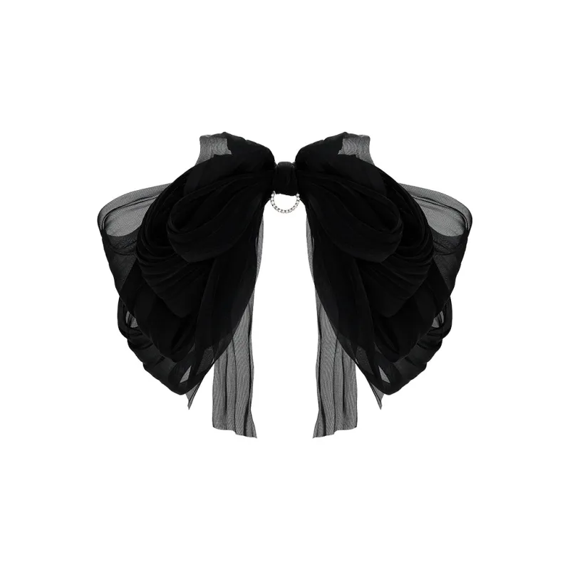 ROYALSASA Silk Chiffon, Faux Crystal Hair Clips Women's-1
