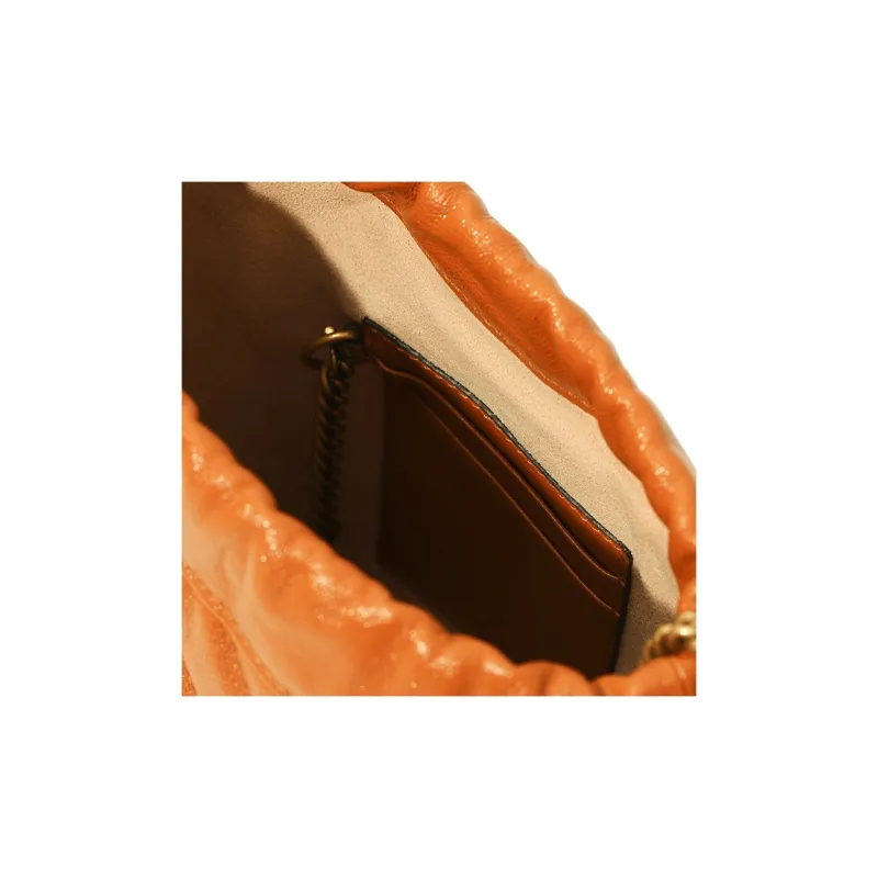 GUCCI GG Marmont Natural Leather Bucket Bags Shoulder Bag Crossbody Bag Mini Women's Orange-3