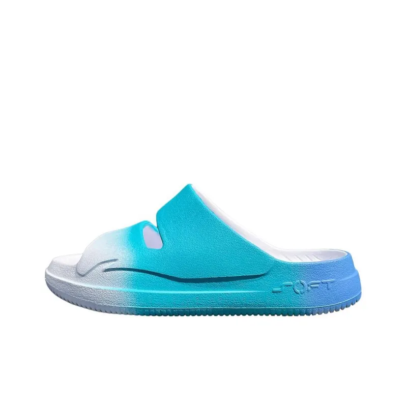LiNing Soft Clap Slip Resistant Abrasion Resistant Slide Slippers Unisex White Blue-0