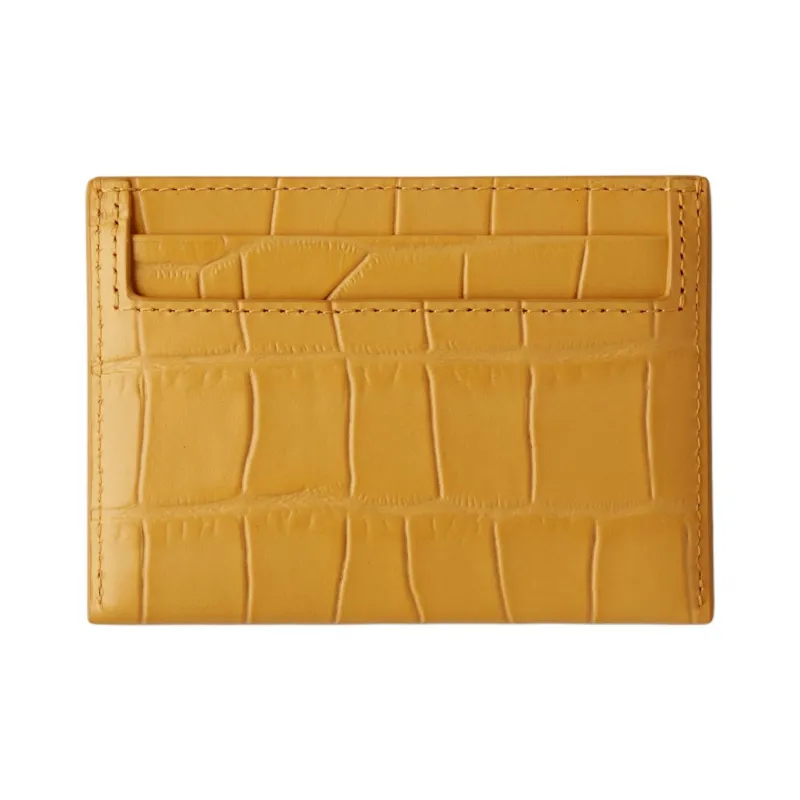 Mulberry Crocodile Pattern Leather Credit Card Holder Card Case Small Size Women's Yellow-1