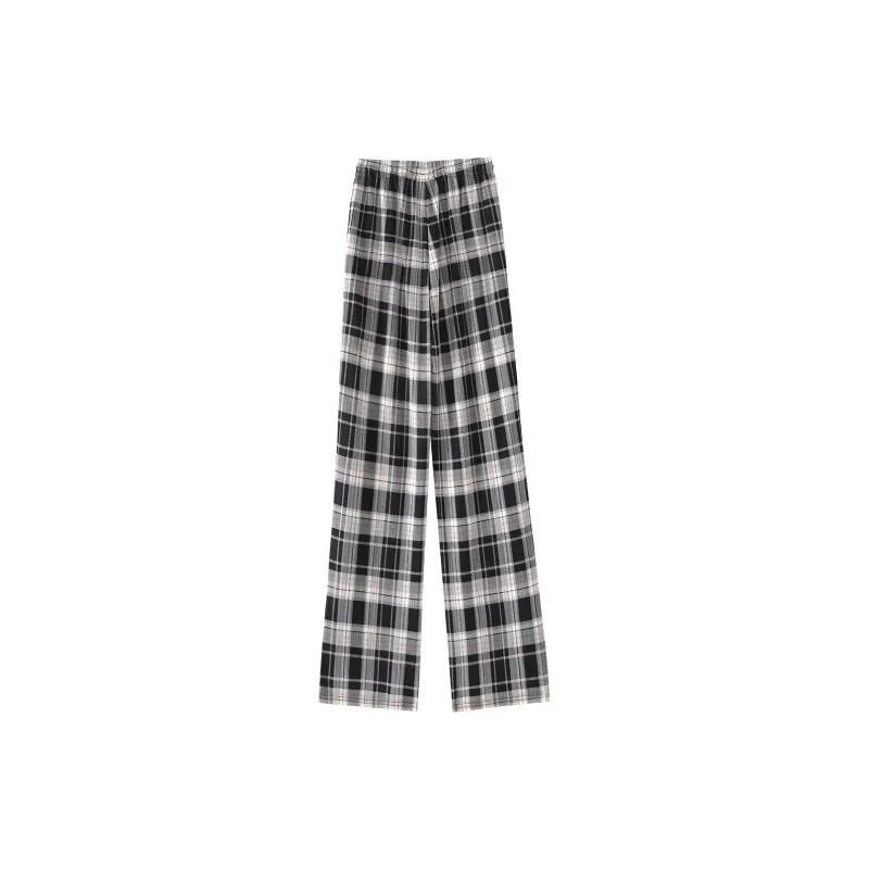 0571 Family Casual Pants Women's Coffee Plaid-1