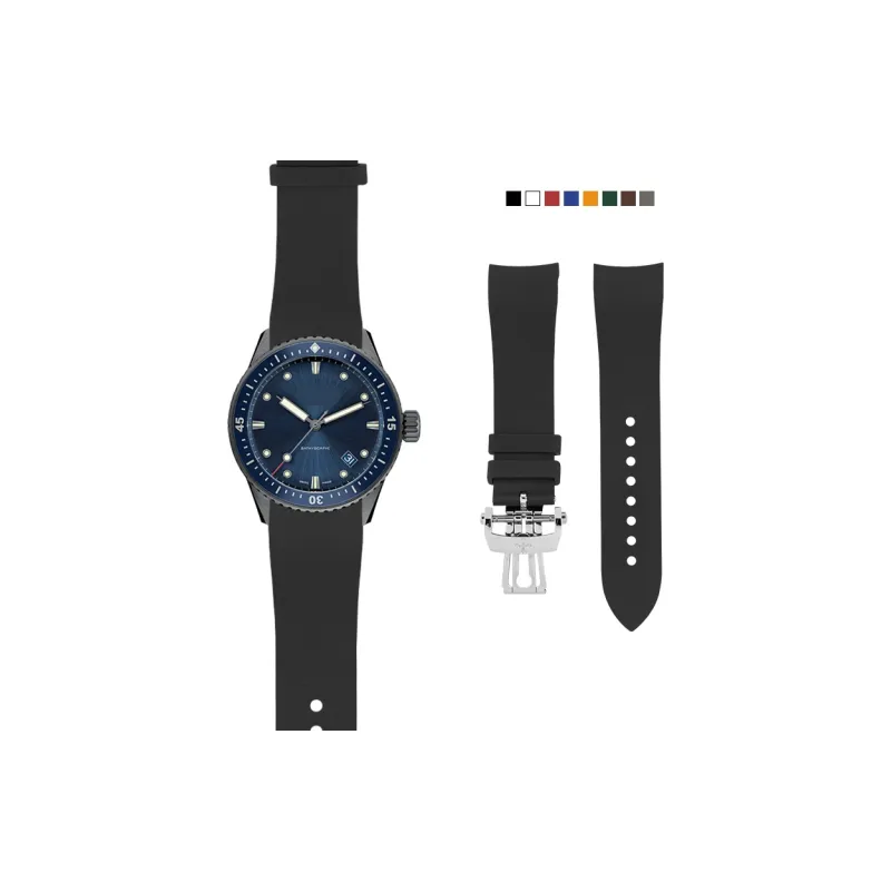 VAGENARI Fluoroelastomer Strap Compatible With Baume 50 Seek 5000 Collection 43MM Watch Band Unisex-1