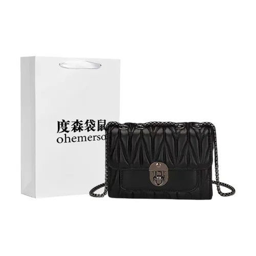 Dusen Kangaroo PU Crossbody Bag Small Size Women's Black/Ecru/Matcha Green
