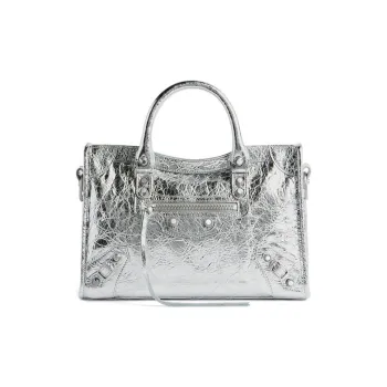Balenciaga Metallic Arena Lambskin Shoulder Bag Crossbody Bag Handbag Small Size Women's Silver