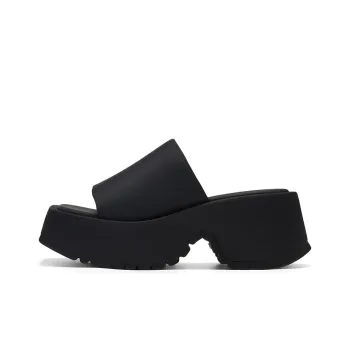 GG CC Platform Height Increasing Slide Slippers Women's Black