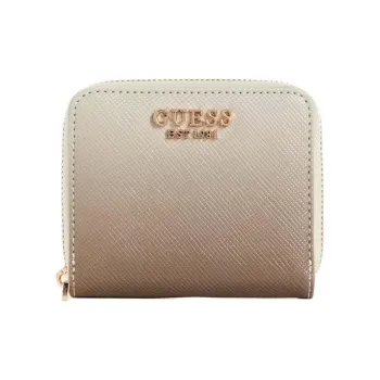 GUESS Imitation Cross Grain Leather Wallet Small Size Women's Light Brown