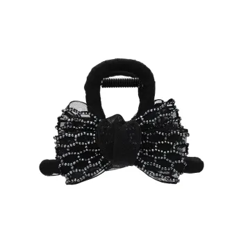 ROYALSASA Silk Chiffon Faux Crystal Hair Clips Women's