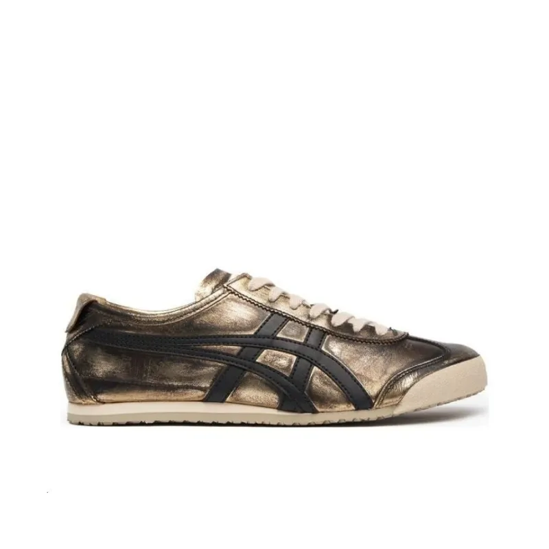 Onitsuka Tiger MEXICO 66 Anti Slip Wear Resistant Low Top Sports Casual Shoes Unisex Gold Black-1