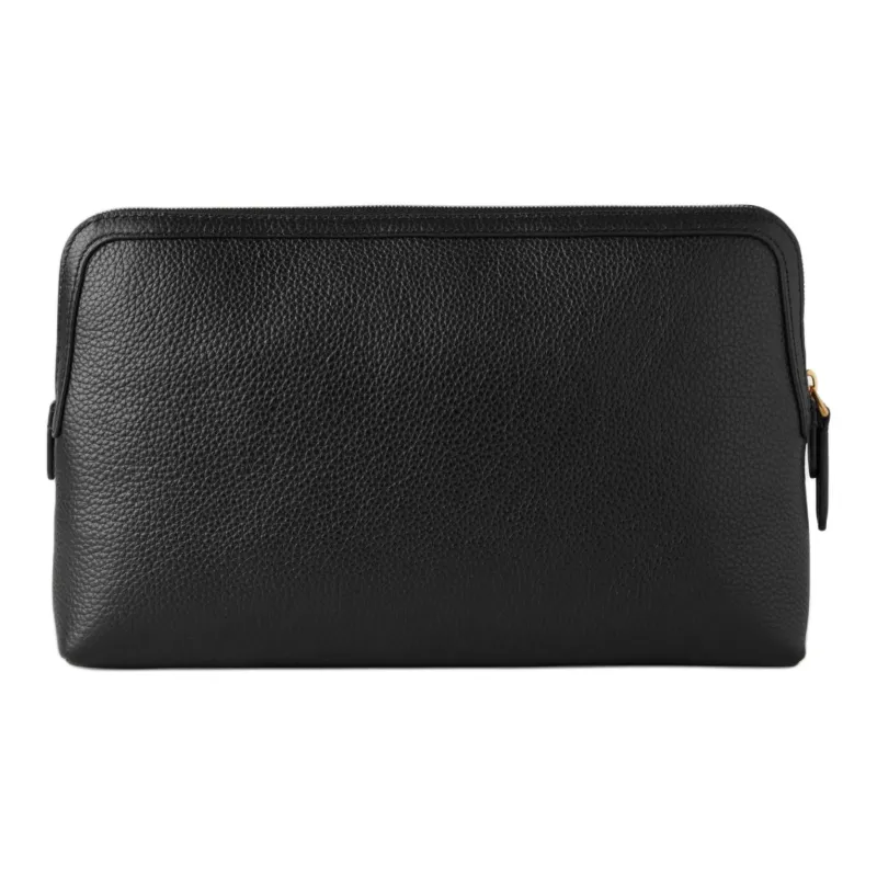 Mulberry Classic Small Grain Leather Makeup Bag Medium Size Women's Black-2