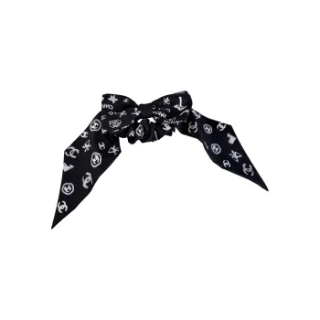 CHANEL Mulberry Silk Hair Tie Women's Black