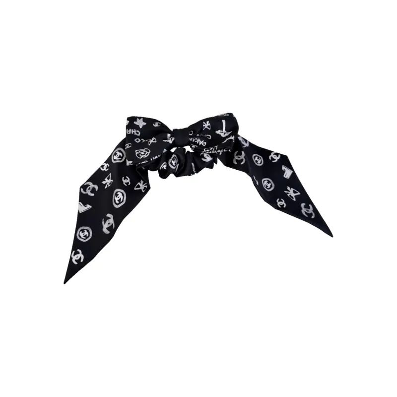 CHANEL Mulberry Silk Hair Tie Women's Black-0